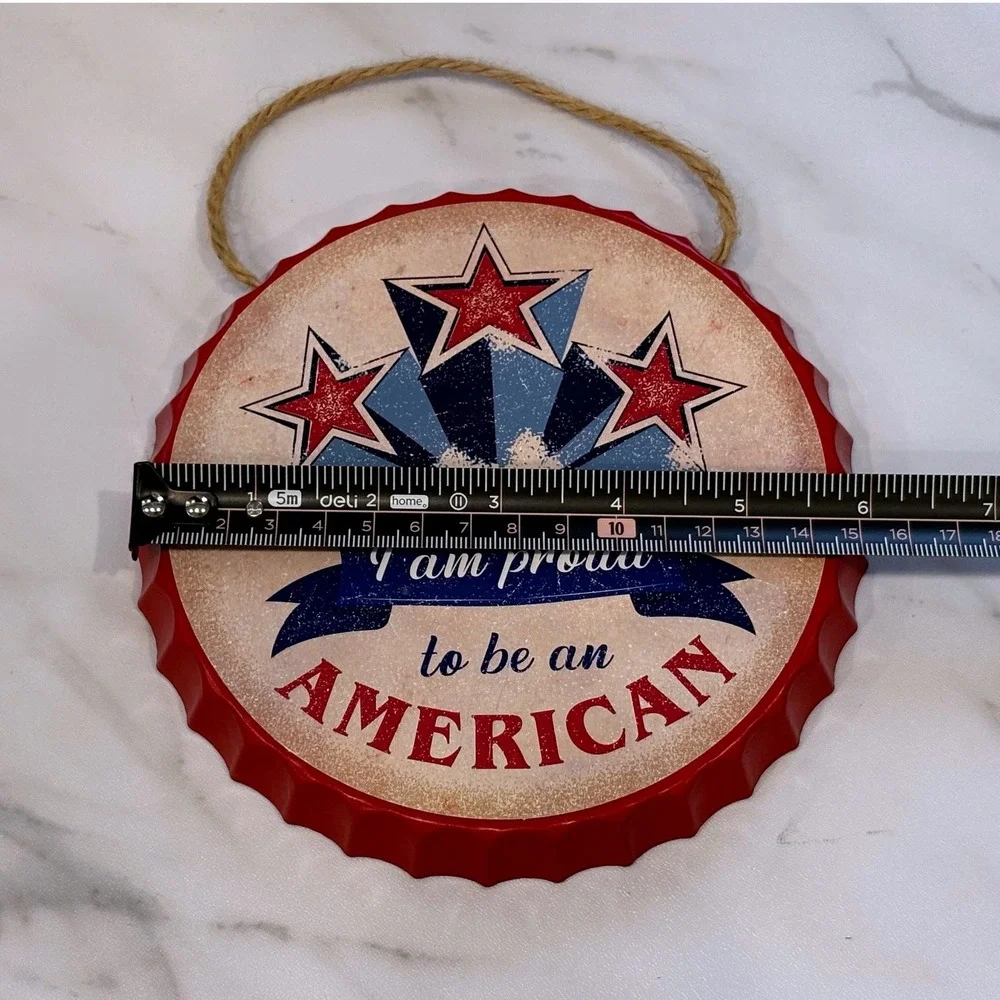 Red Patriotic Americana Stars Sign Unbranded Bottle Cap Wall Decor